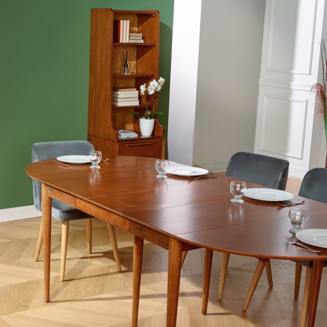 Table Basse Ovale Verre Teinté Vert Clair – Salon, 80x85x91 Cm, Occasion Bon état