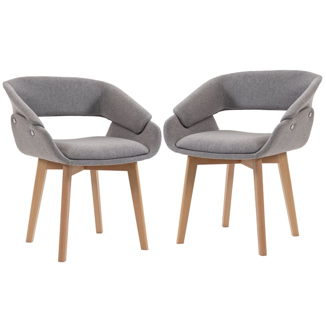 Chaise de salle à manger Tissu aspect lin Couleur gris clair, bois naturel <span itemprop=