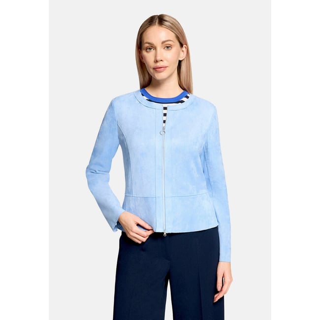 Blazer court à fermeture zippée azurine <span itemprop=