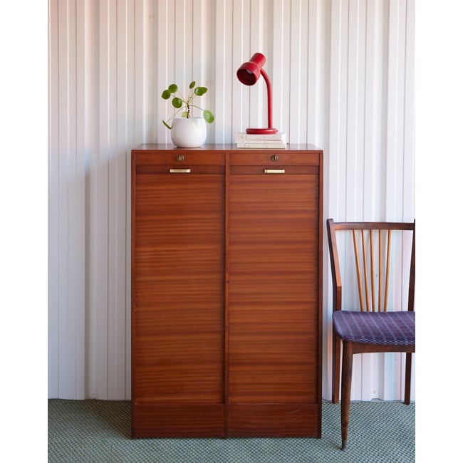 Classeur double en bois Fernand N°457 - Bon état Couleur bois foncé <span itemprop=
