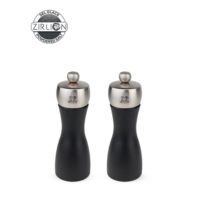 Duo de moulins à  poivre et à  sel en bois v002228 <span itemprop=
