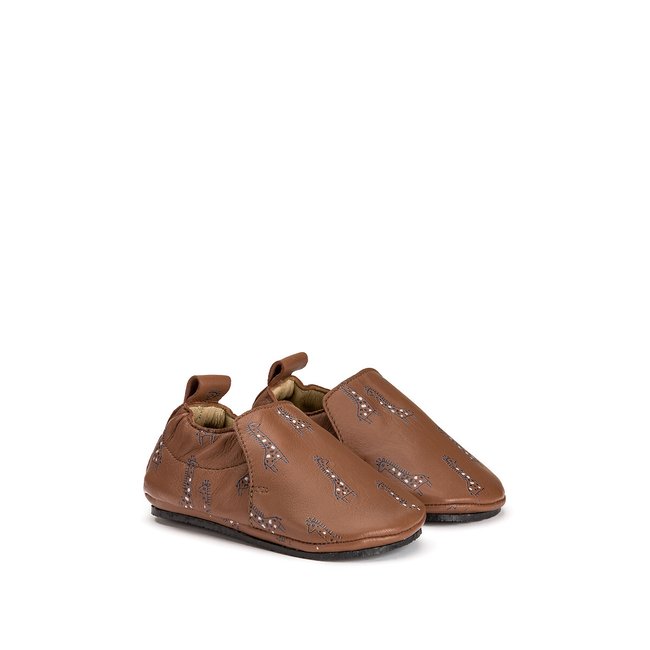 Leather Giraffe Slippers, brown, LA REDOUTE COLLECTIONS