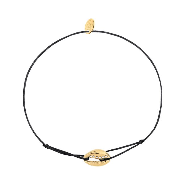 Bracelet cordon cauri noir blanc <span itemprop=