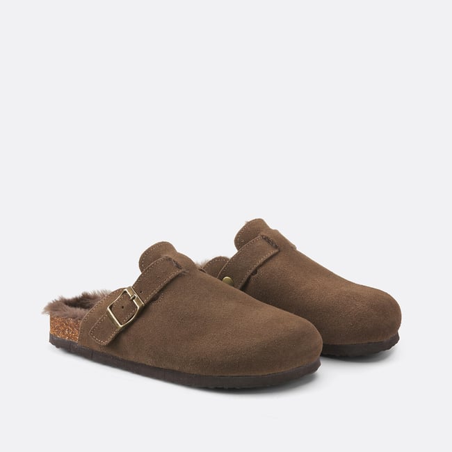 Туфли без задника в стиле сабо из замшевой кожи каштановый LA REDOUTE COLLECTIONS