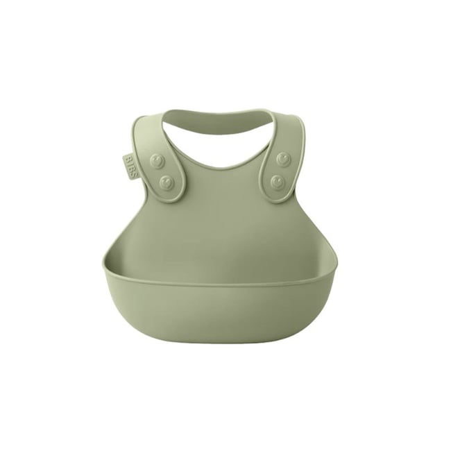 Bavoir de diner en silicone couleur sauge multicolore <span itemprop=