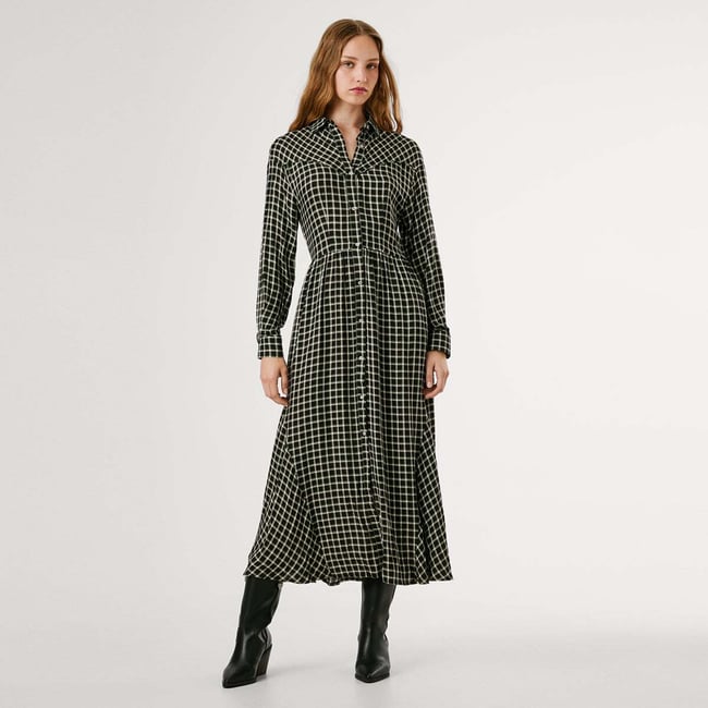Robe Longue À Carreaux noir <span itemprop=