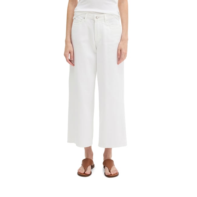 Jeans modèle Tolva large culotte en mélange de coton organique et de lyocell blanc <span itemprop=