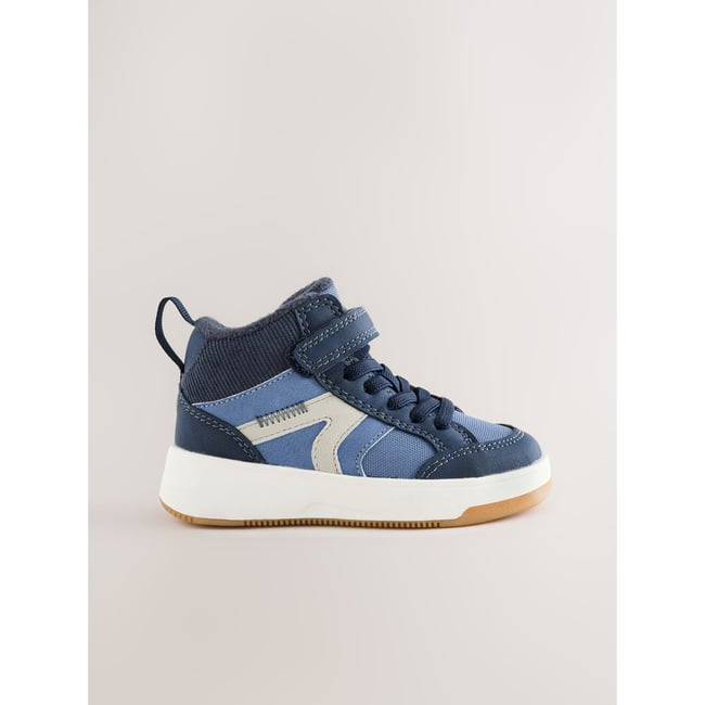 Baskets montantes à lacets et scratch bleu marine <span itemprop=