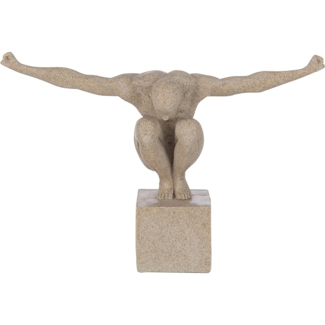 Statue athlète sur socle effet marbre Couleur sable <span itemprop=