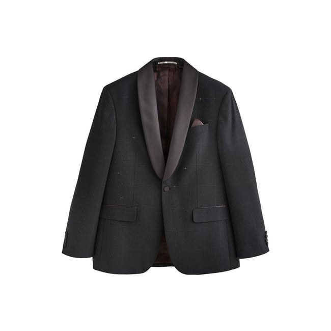 Veste de smoking standard à carreaux noir <span itemprop=
