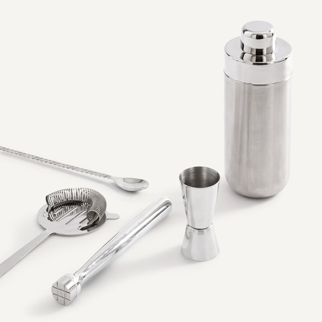 Coffret à cocktail en inox, 5 pièces, REGENT chrome <span itemprop=