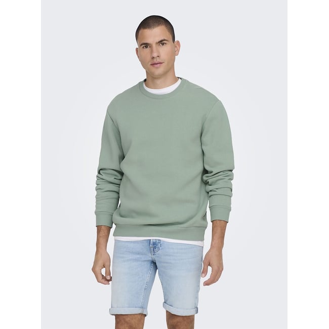 Sweat col rond Ceres life  vert d'eau <span itemprop=