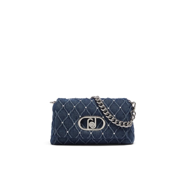 Sac LaPuffy moyen en denim denim bleu <span itemprop=