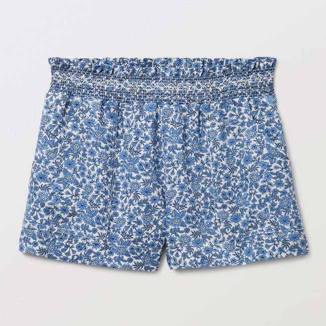 Short en viscose taille smockée imprimé amaretti <span itemprop=