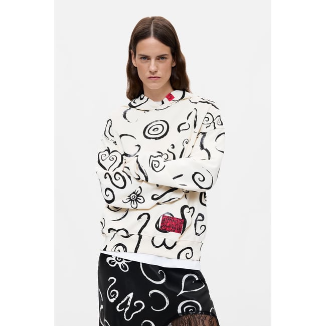 Sweat-shirt imprimé 100 % coton multicolore <span itemprop=