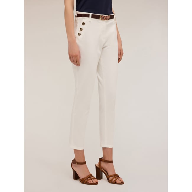 Pantalon classique avec boutons en métal blanc <span itemprop=