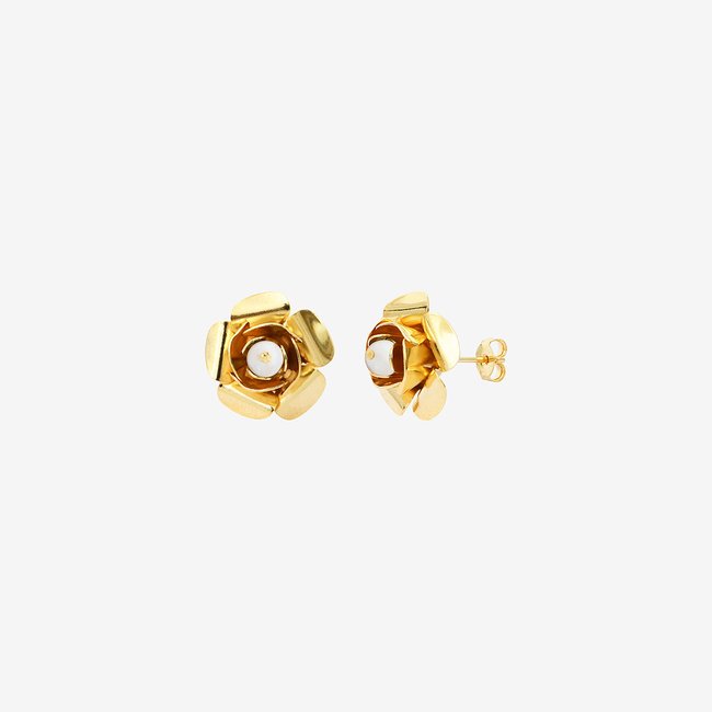 Boucles d'oreilles frida nacre blanche blanc <span itemprop=