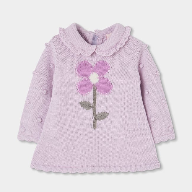 Robe bébé imprimée de fleur violet <span itemprop=