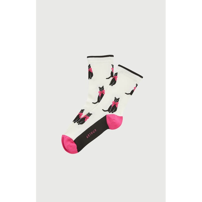 Chaussettes en coton imprimé Kitty ivoire <span itemprop=