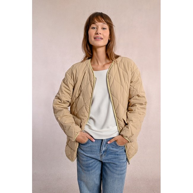 Blouson matelassé beige <span itemprop=