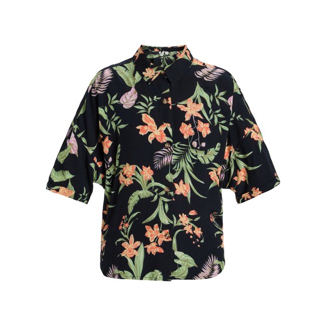 Chemise à manches courtes BEACH NOSTALGIA. noir anthracite island escape <span itemprop=