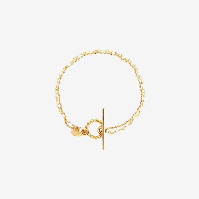 Bracelet doré - ROXANE perle de culture blanc <span itemprop=