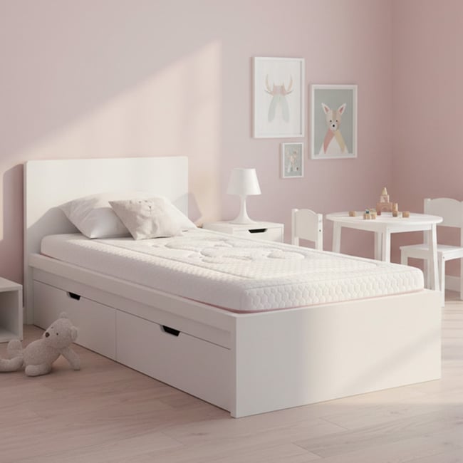 Matelas bébé Sweet Dreams Rose - Mousse déhoussable - Fabriqué en France - 14 cm d'épaisseur - Accueil moelleux Couleur sable <span itemprop=