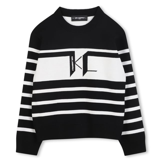 Pull tricoté noir beige <span itemprop=