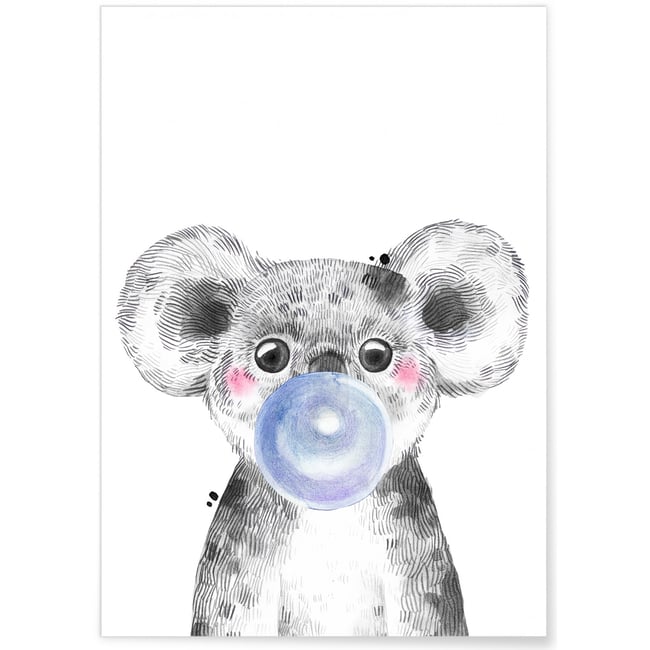 Affiche Bulle de Koala Bleue Couleur blanc <span itemprop=