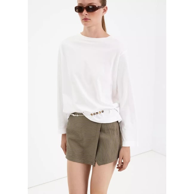Jupe-short en lyocell vert <span itemprop=
