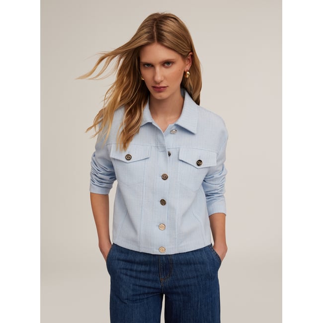 Veste en jean en tweed light - blue <span itemprop=