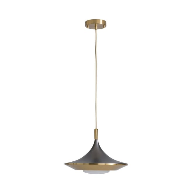 Lustre en métal noir et finition laiton doré H40-200 cm - ORION Couleur noir <span itemprop=