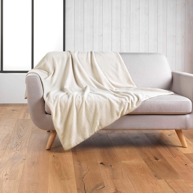 Plaid bouclette unie Wooly - DOUCEUR D'INTÉRIEUR