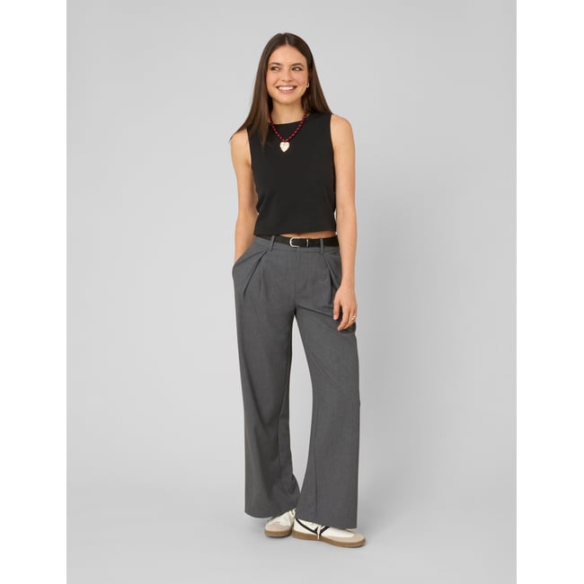 Pantalon large à pinces gris foncé <span itemprop=