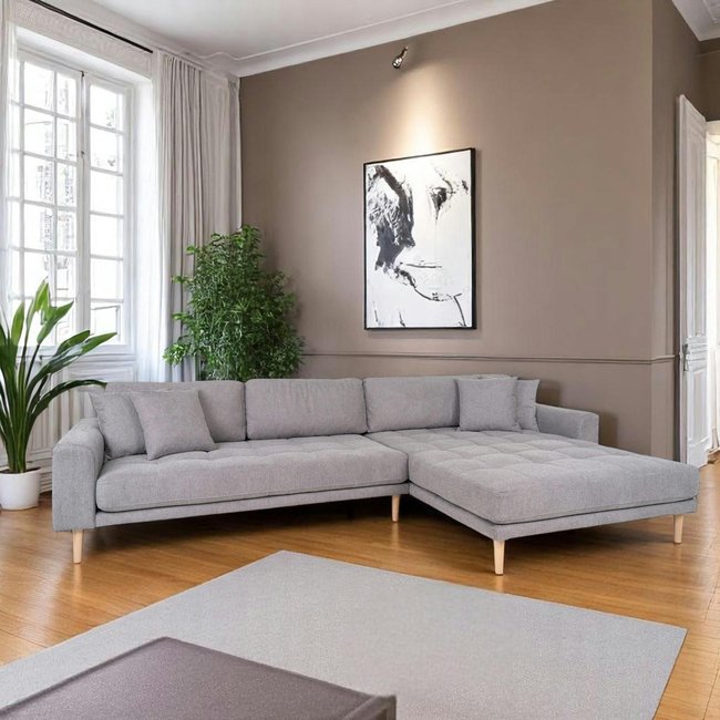 Canapé d'angle gris clair - côté droit, 290 cm AMSTERDAM Couleur gris <span itemprop=