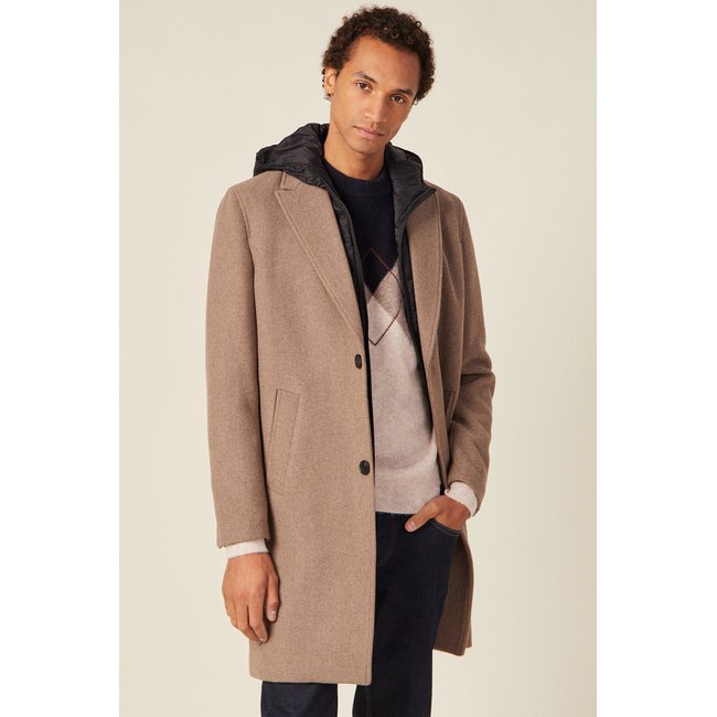 Manteau avec capuche amovible vert kaki <span itemprop=
