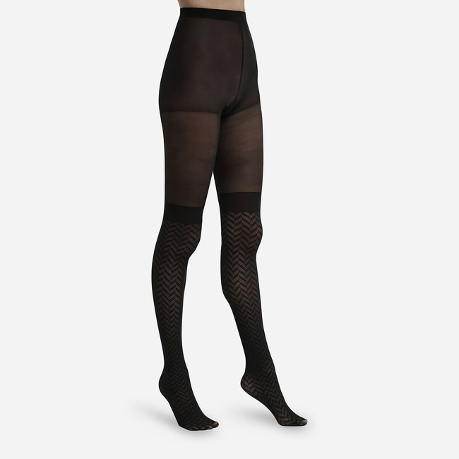 Collant chevron Illusion Style, 24D noir <span itemprop=
