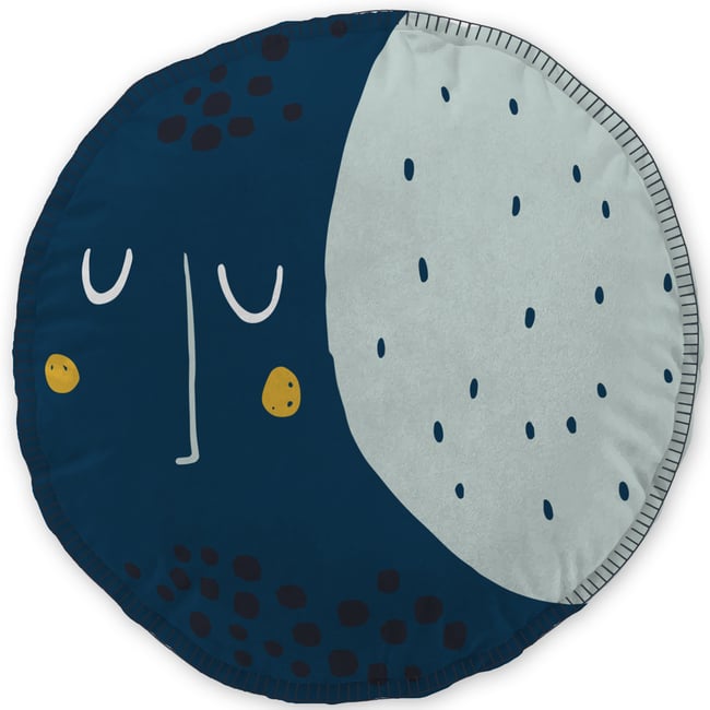 Coussin rond Astral bleu <span itemprop=