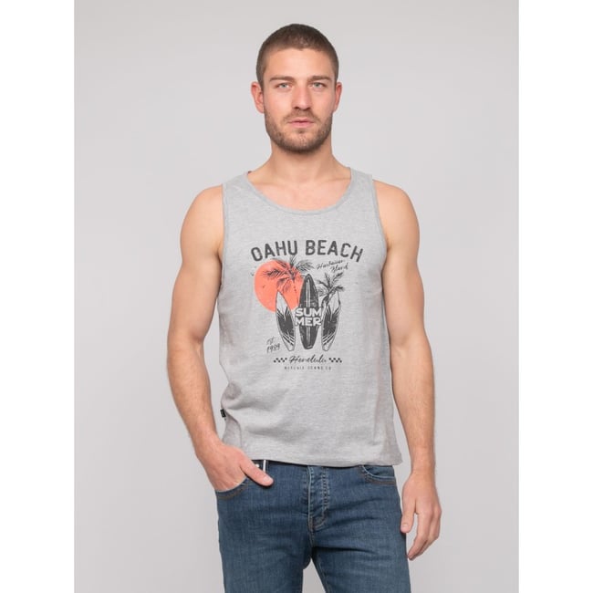 T-shirt Sans Manches Coton Nination gris chiné <span itemprop=