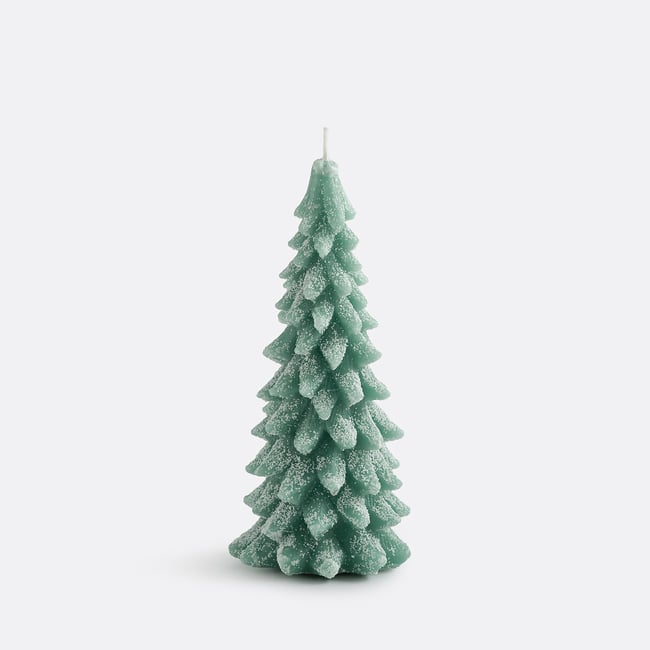 Bougie cire, forme sapin, H20 cm, Caspar Couleur vert <span itemprop=