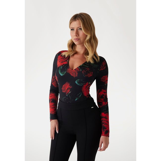 Body Imprimé Floral rouge multi <span itemprop=