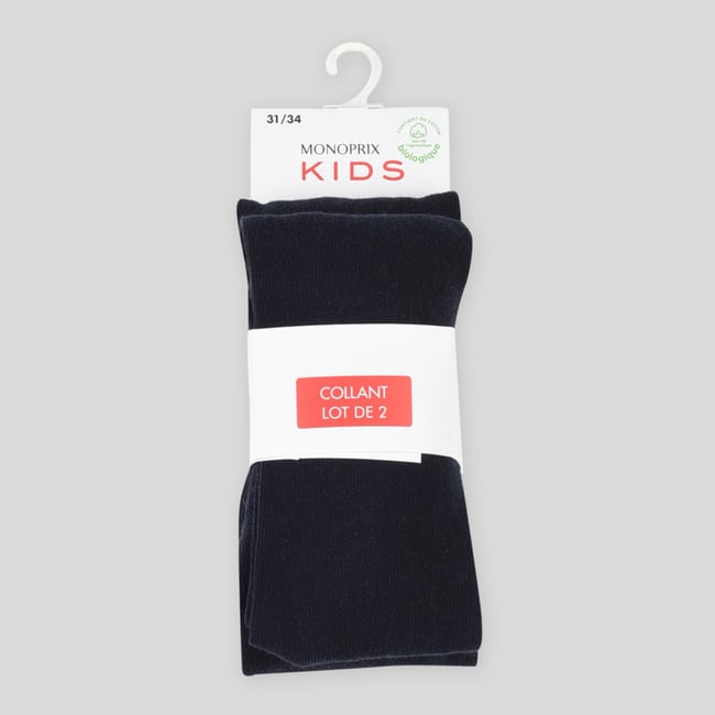 Lot de 2 paires de collants contenant du coton BIO GOTS - MONOPRIX