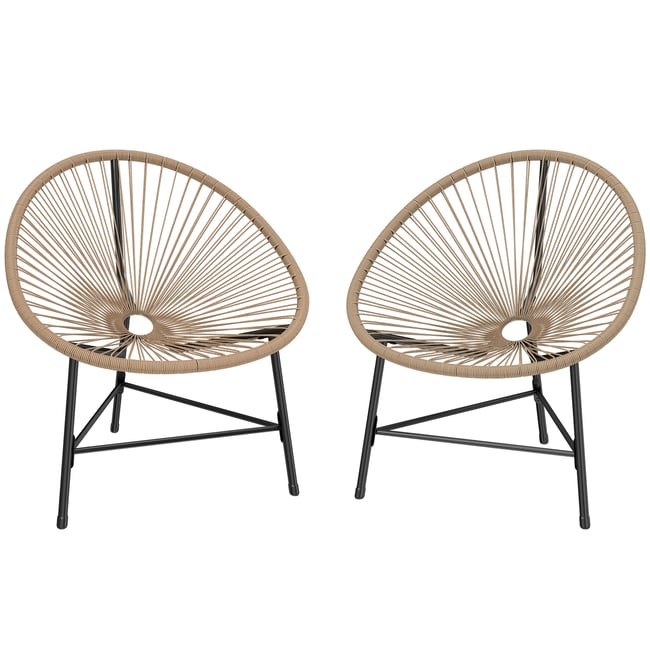 Ensemble de chaises de détente en rotin naturel, noir <span itemprop=