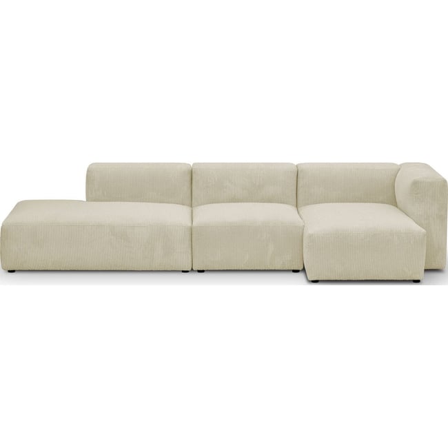 Canapé d'angle à droite modulable 5 places en velours côtelé - MODULO Couleur beige <span itemprop=