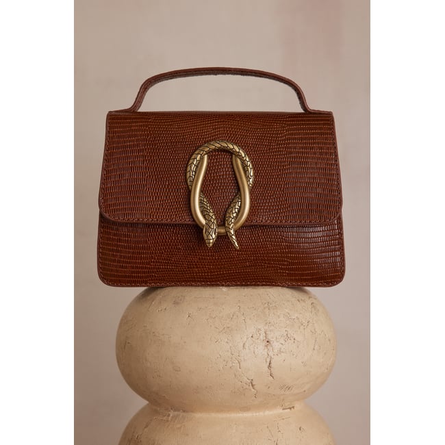 Sac LEON MINI en cuir beige <span itemprop=