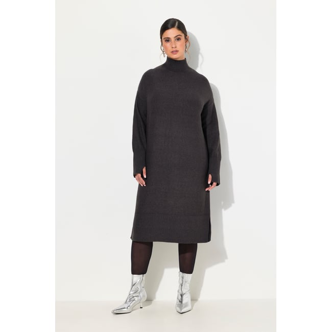 Robe en maille envers chiné anthracite <span itemprop=