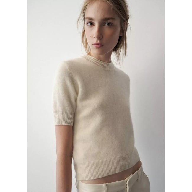Pull-over 100 % laine manches courtes - MANGO