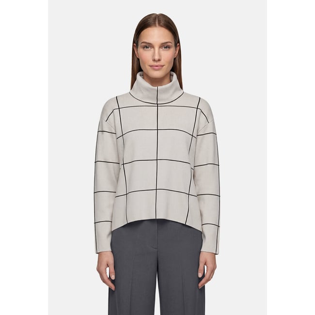 Pull-over en maille à col patch beige/black <span itemprop=