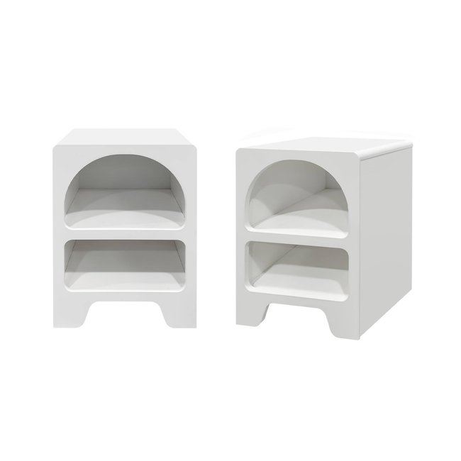 Table de chevet organique effet bois 2 niches (lot de 2) THESSA Couleur blanc <span itemprop=