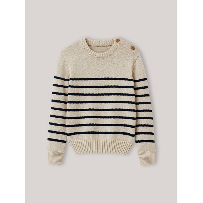 Pull marin rayure bleu/ ecru <span itemprop=